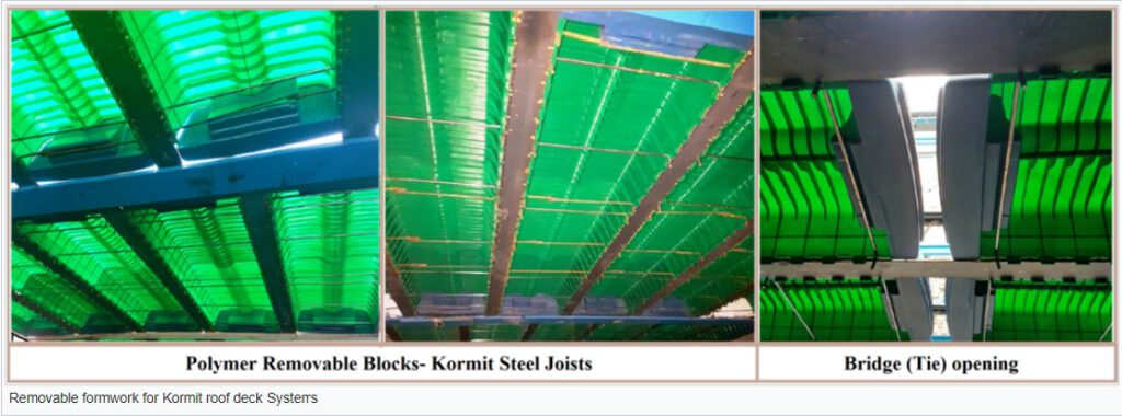 شرکت کُرمیت پارس و بلوک پلیمری-Removable Formwork for Kormit Deck Roof Systems